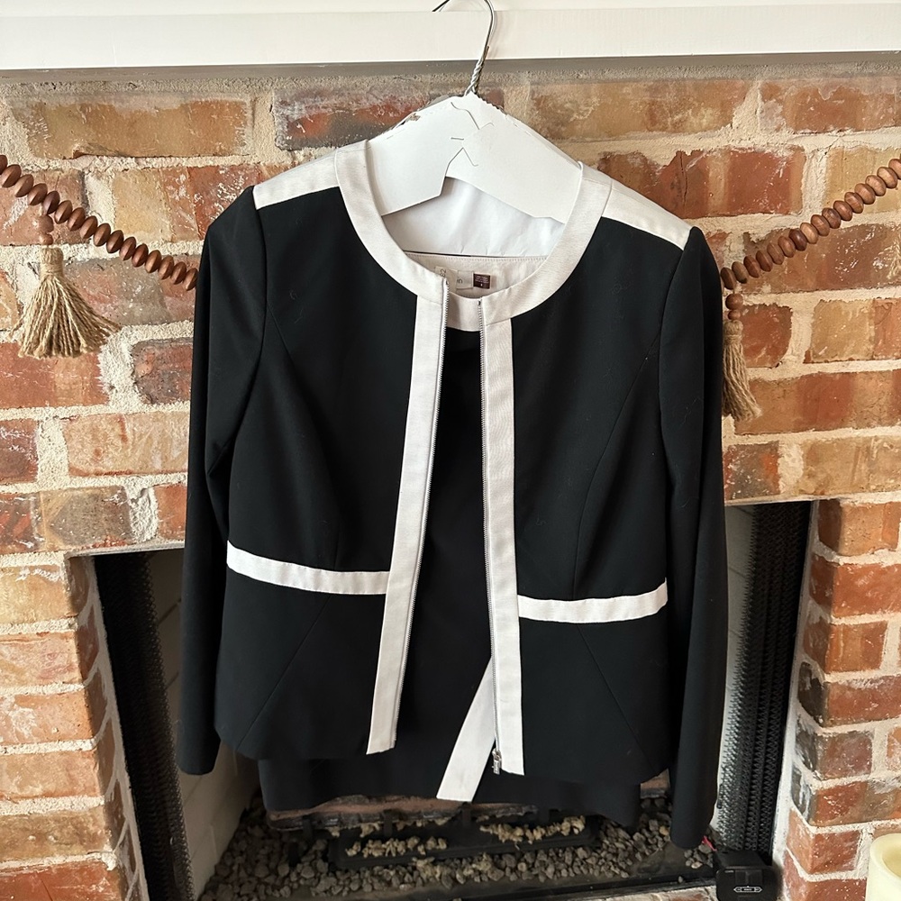 Calvin Klein Black and White Blazer and Skirt